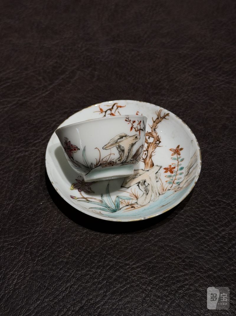 清乾隆 粉彩花鸟纹茶具一套25件 - 图148